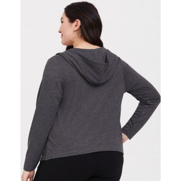 Torrid Medium / Large Cardigan Hoodie Sweatshirt Open Hooded Heather Gray (00) - Picture 4 of 13